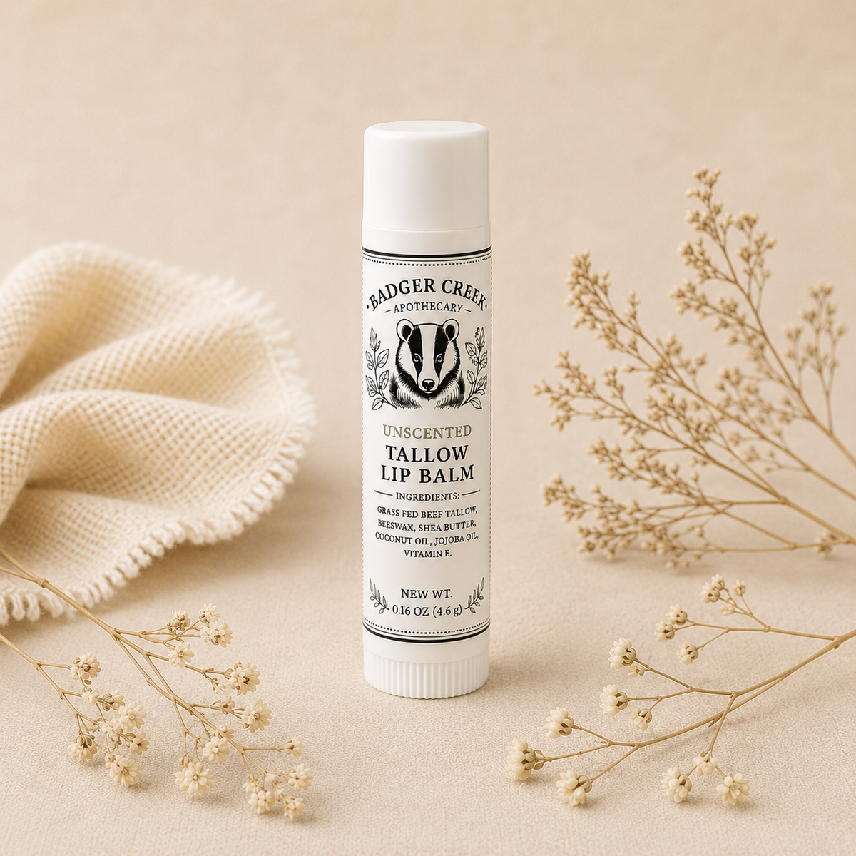 individual unscented tallow lip balm container